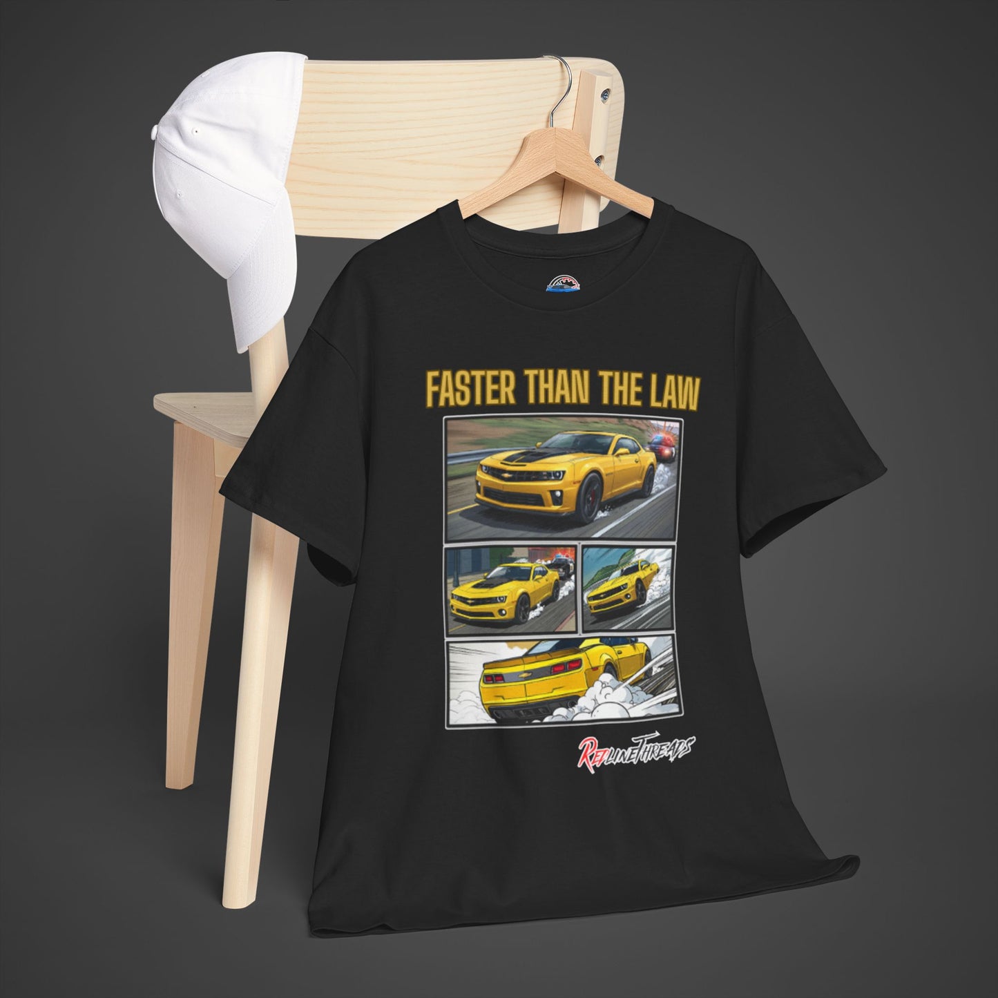 RedlineThreads FASTER THAN THE LAW Camaro Comic Shirt