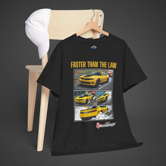 RedlineThreads FASTER THAN THE LAW Camaro Comic Shirt