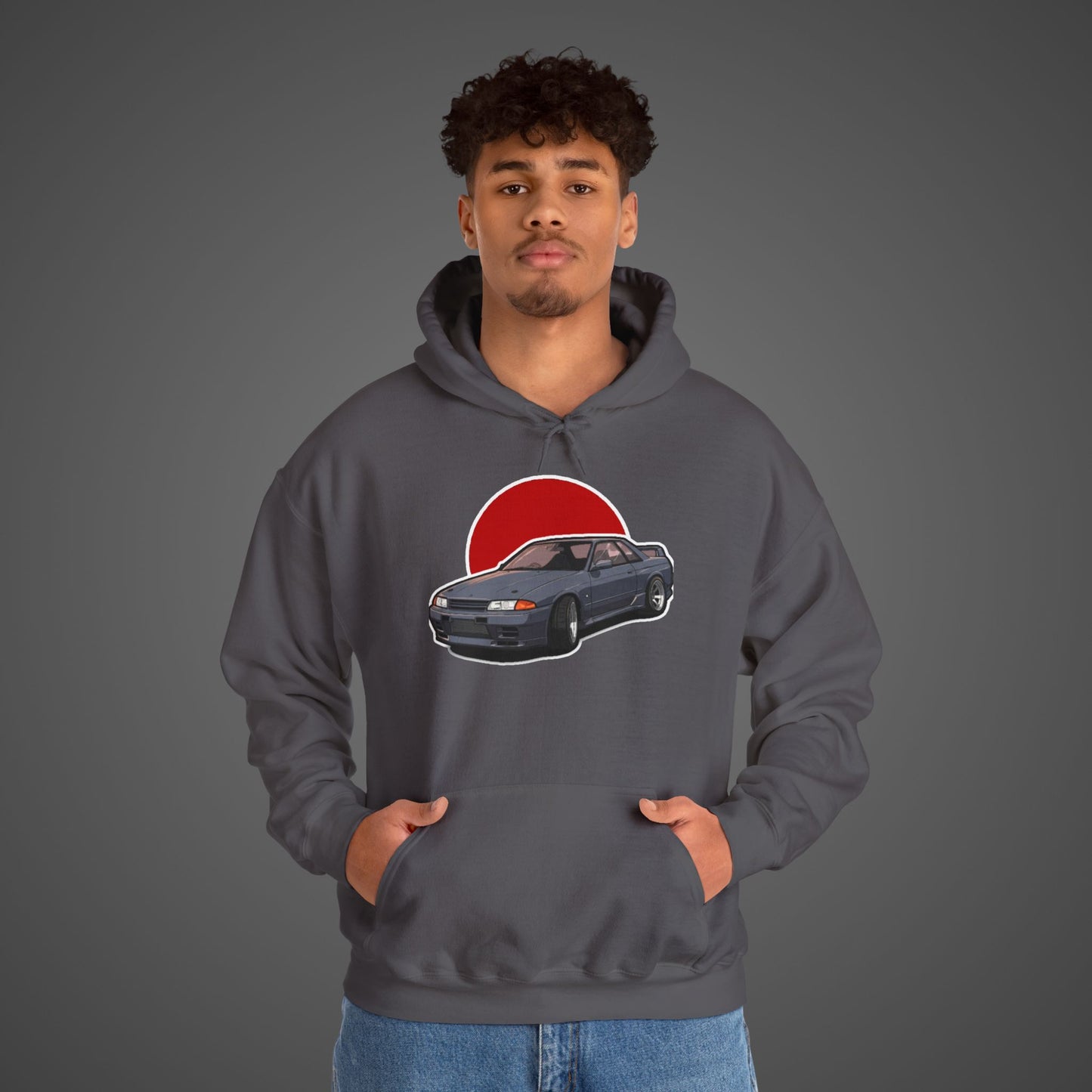 Retro Car Lover Unisex Hoodie - Heavy Blend Sweatshirt with Sun Design
