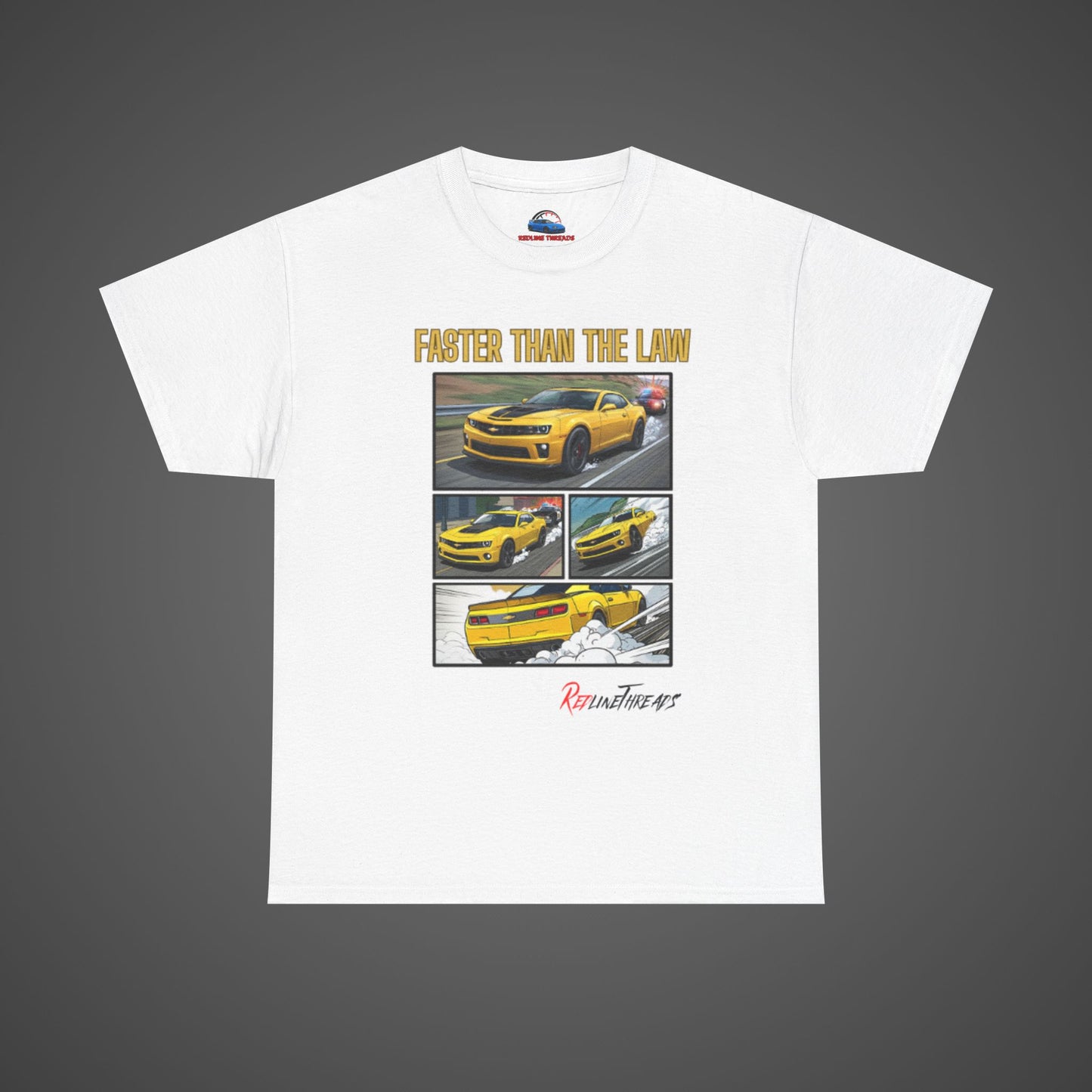 RedlineThreads FASTER THAN THE LAW Camaro Comic Shirt