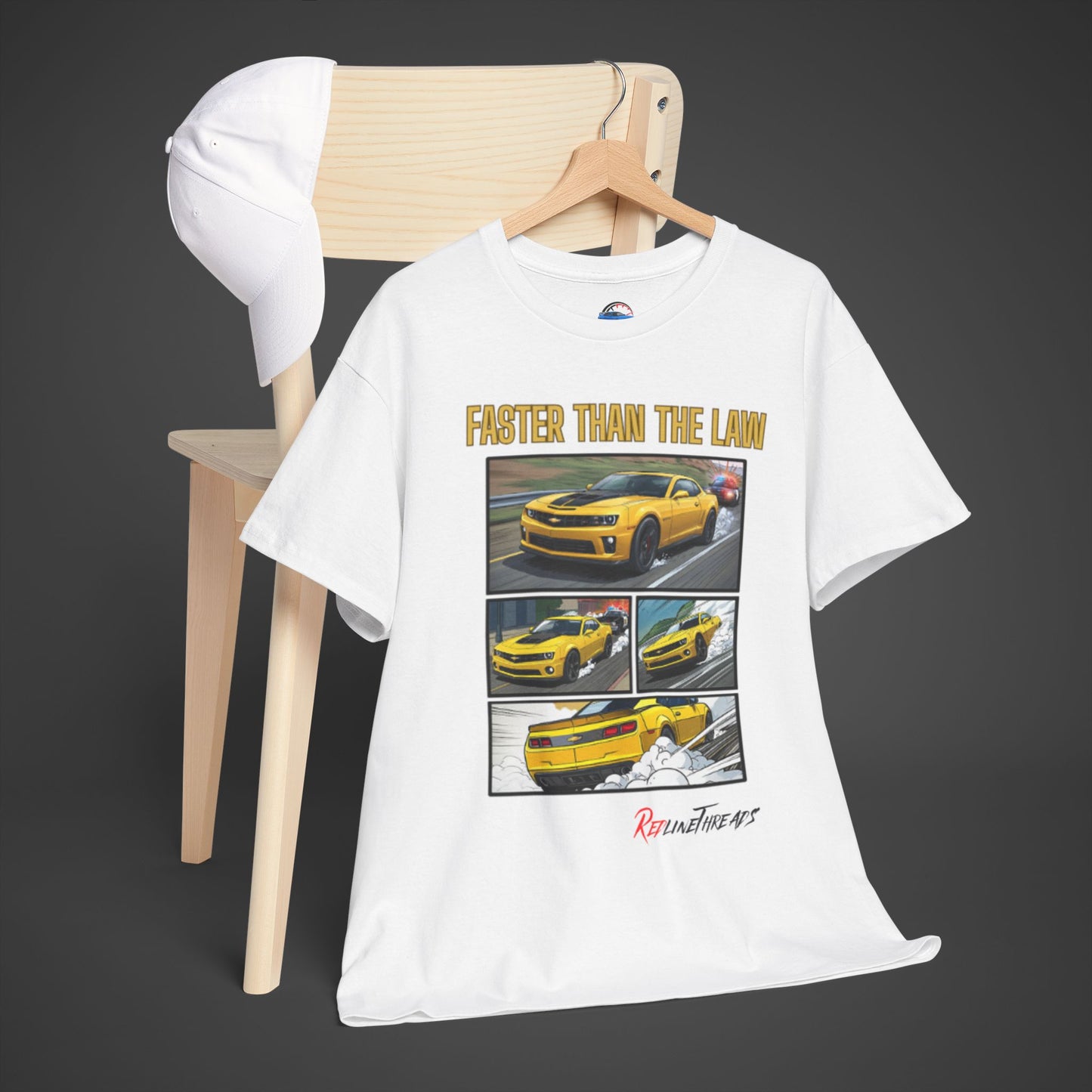 RedlineThreads FASTER THAN THE LAW Camaro Comic Shirt