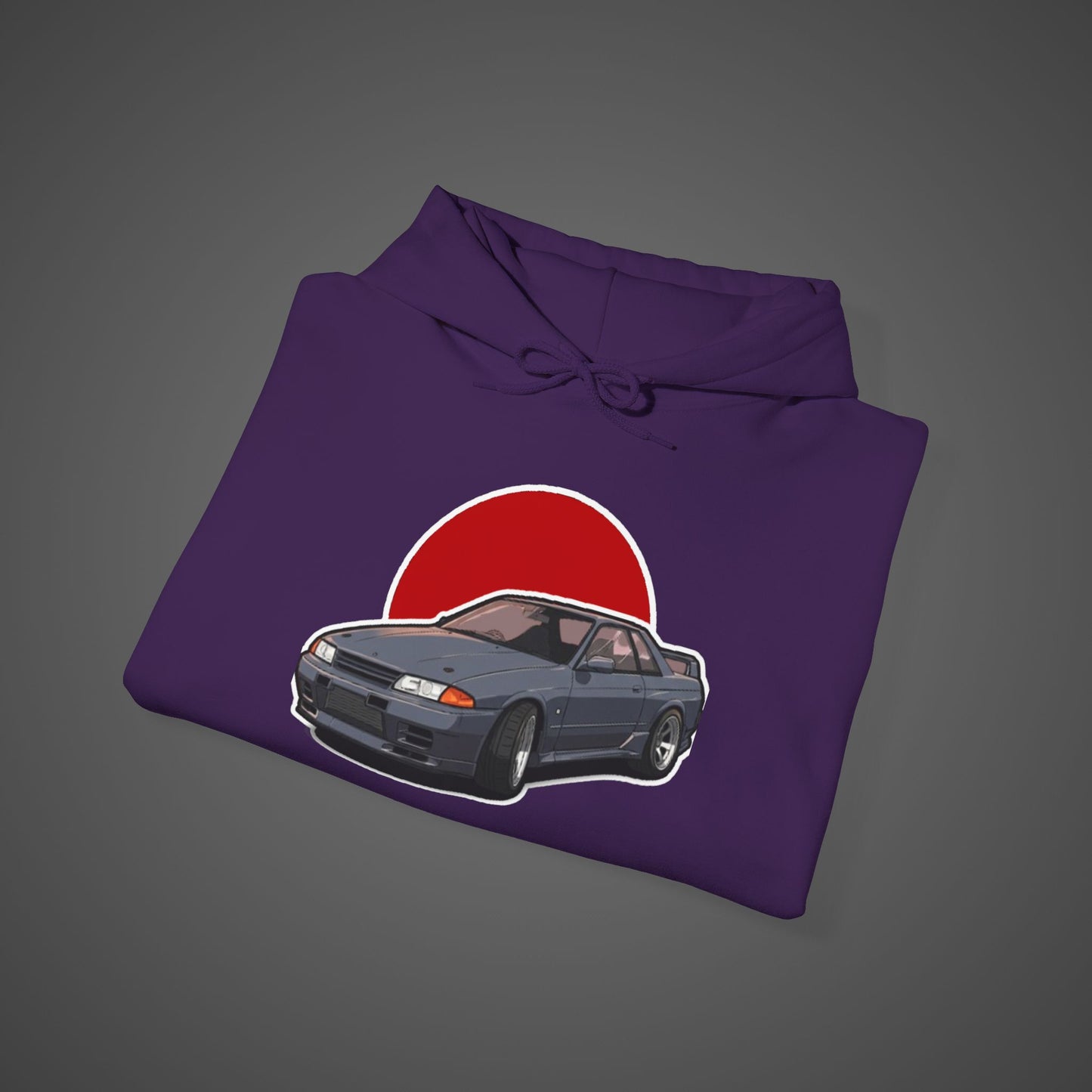 Retro Car Lover Unisex Hoodie - Heavy Blend Sweatshirt with Sun Design