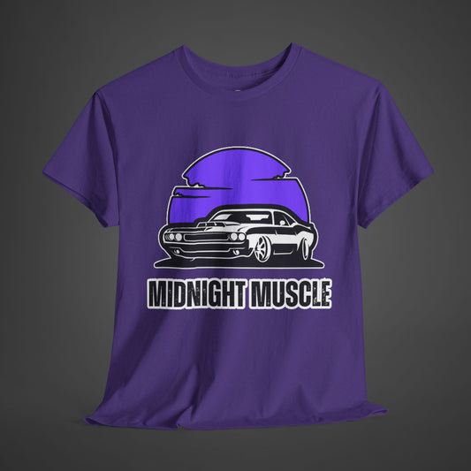 Midnight Muscle Unisex Heavy Cotton Tee - Retro Car Graphic T-Shirt for Auto Enthusiasts